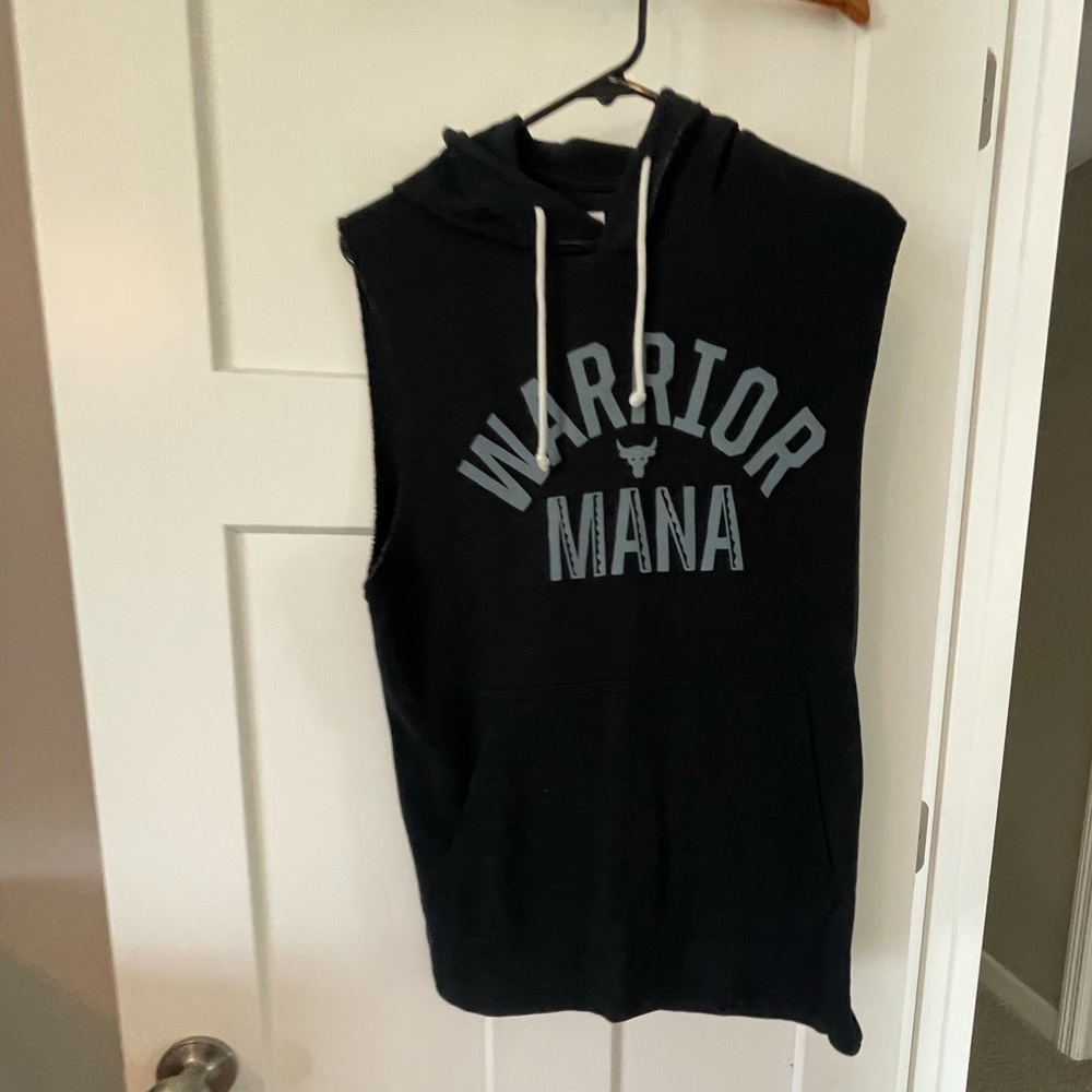 Under Armour  Black Sleeveless Hoodie with Warrior Mana Print